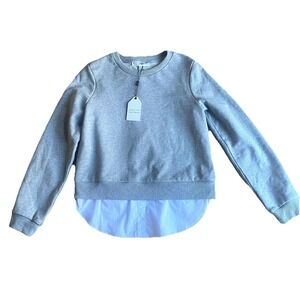 English Factory Gray Sweatshirt Medium White Shirt Layered Split Back Preppy